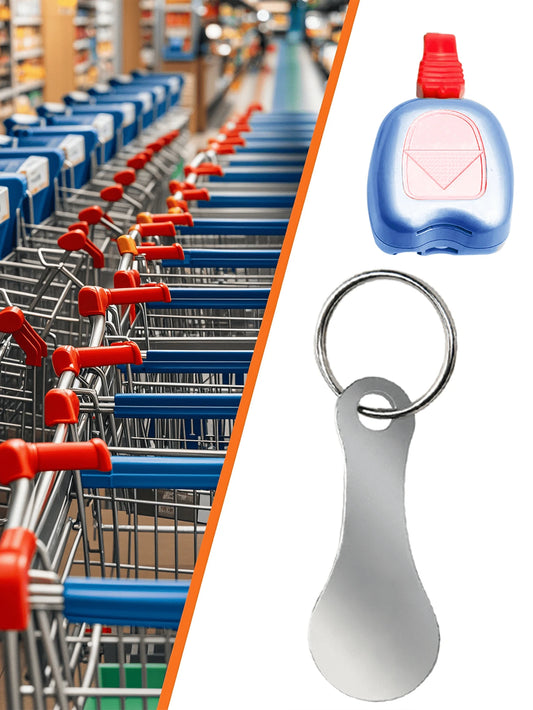 5/1pc Supermarket Shopping Cart Token, Stainless Steel Key Chain With Shopping Cart Unlock Key Ring Decor, Key Chain Accessory