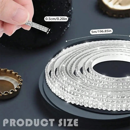 5-Meter/Roll DIY Rhinestone Strip For Car Crystal Diamond Decoration Car Diamond Decoration Self-Adhesive Diamond Crafts DIY Rhinestone Strips 1yard