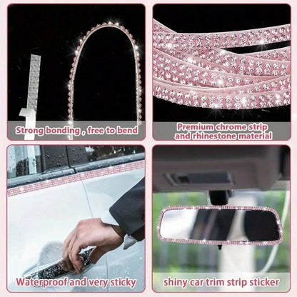 5-Meter/Roll DIY Rhinestone Strip For Car Crystal Diamond Decoration Car Diamond Decoration Self-Adhesive Diamond Crafts DIY Rhinestone Strips 1yard