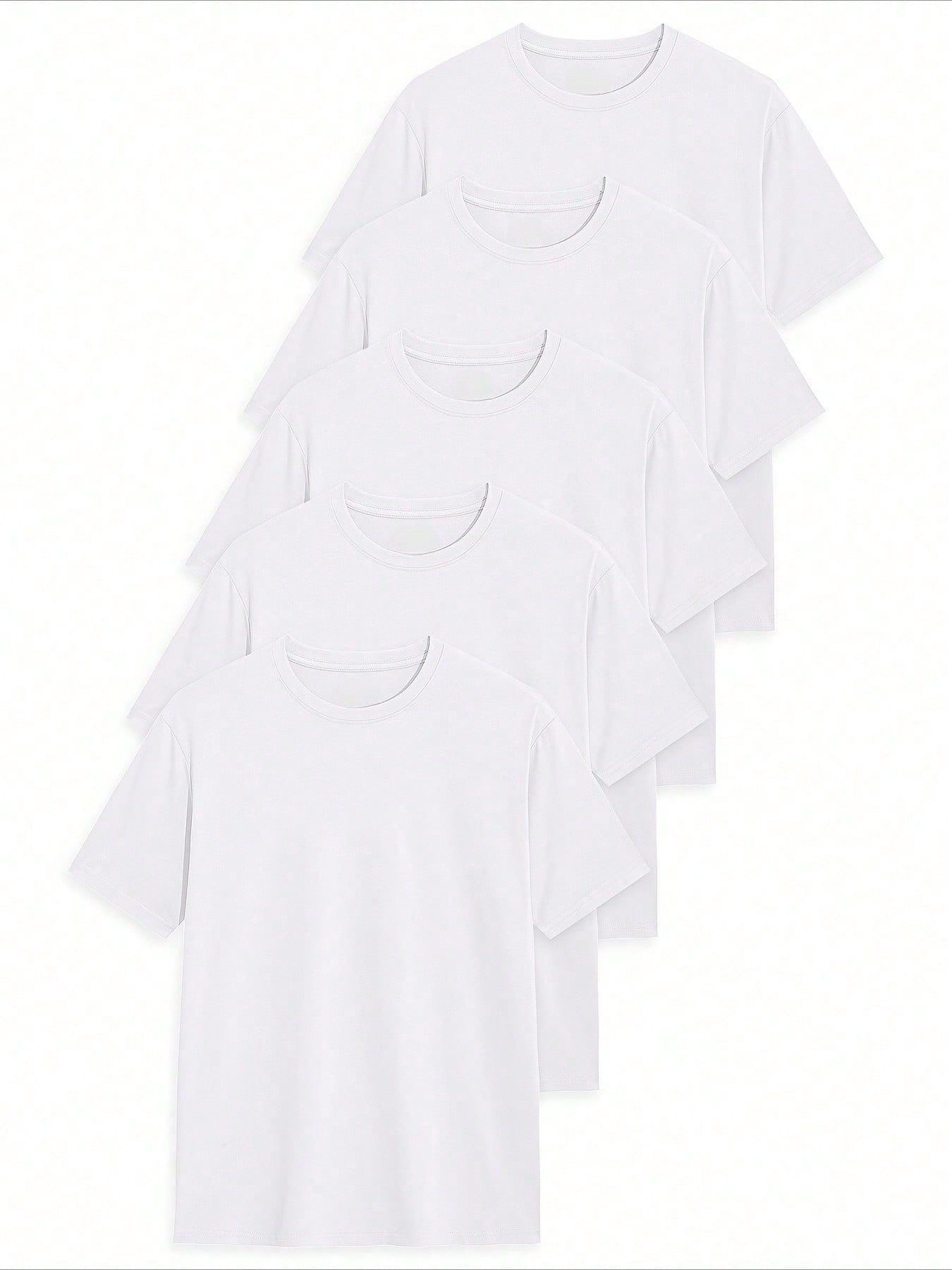 5 Pack 100% Cotton T-Shirts For Men And Women, Summer Clothes Crew Neck Short Sleeve Plain Tee Shirts, Unisex Basic Solid Color Heavy Cotton Tshir