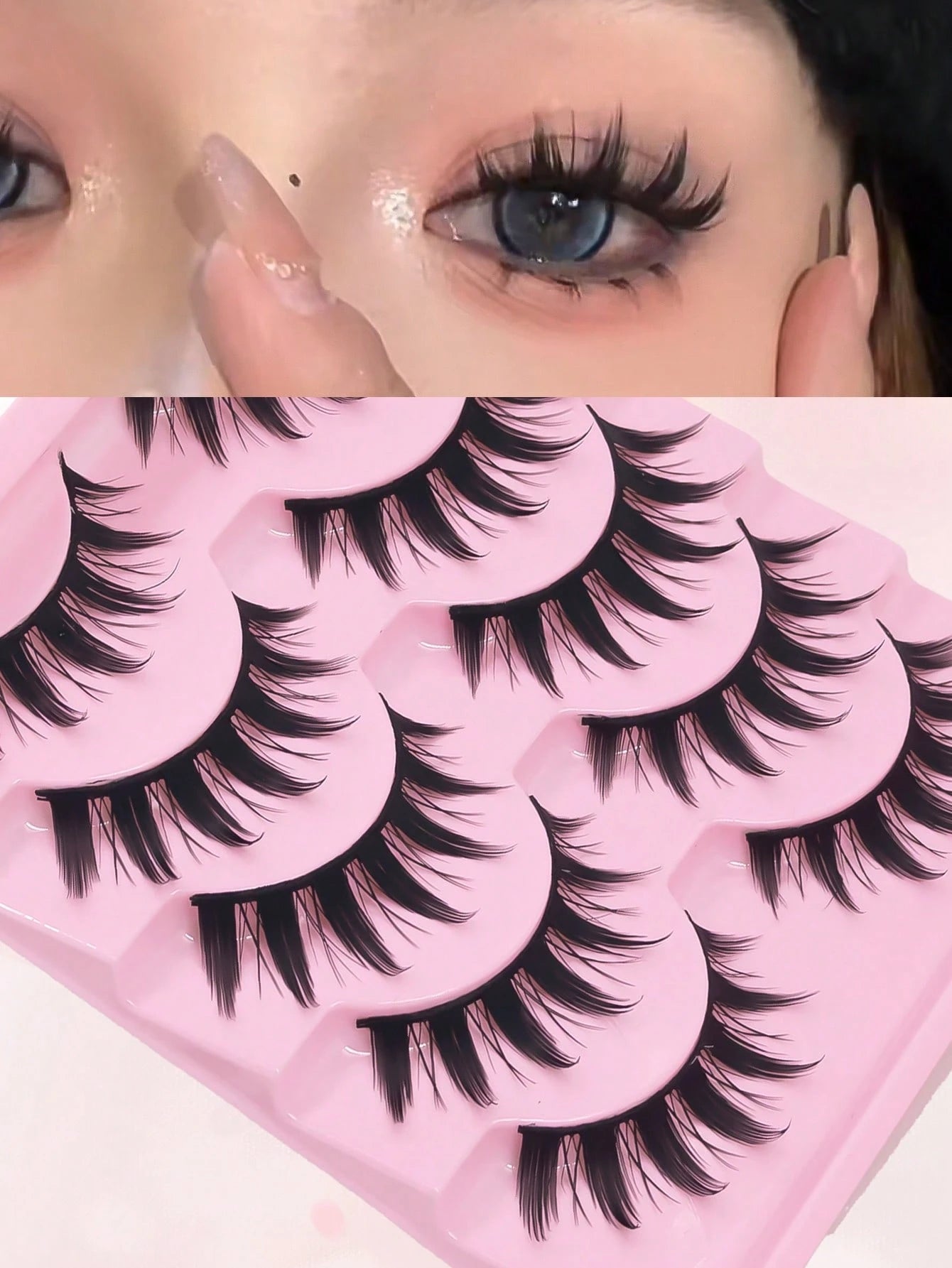 5 Pairs Anime Cat Eye Fluffy Lashes, European Style,Multi-Pair Set, Reusable D Curl, Extra Thick, Professional Makeup For Cosplay And Stage, Dramatic Eye Look, Easy Application For Beginners
