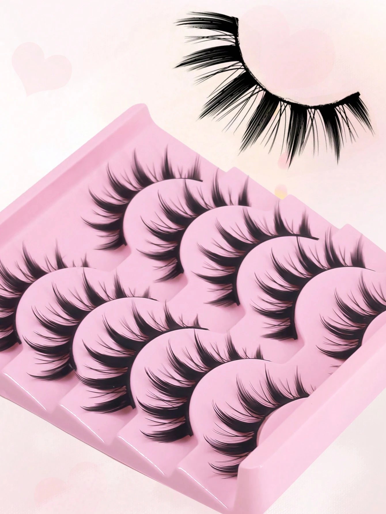 5 Pairs Anime Cat Eye Fluffy Lashes, European Style,Multi-Pair Set, Reusable D Curl, Extra Thick, Professional Makeup For Cosplay And Stage, Dramatic Eye Look, Easy Application For Beginners