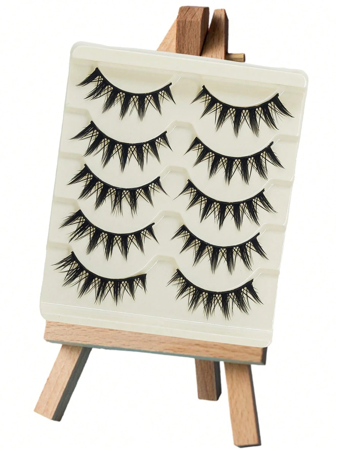 5 Pairs Anime Cat Eye Fluffy Lashes, European Style,Multi-Pair Set, Reusable D Curl, Extra Thick, Professional Makeup For Cosplay And Stage, Dramatic Eye Look, Easy Application For Beginners