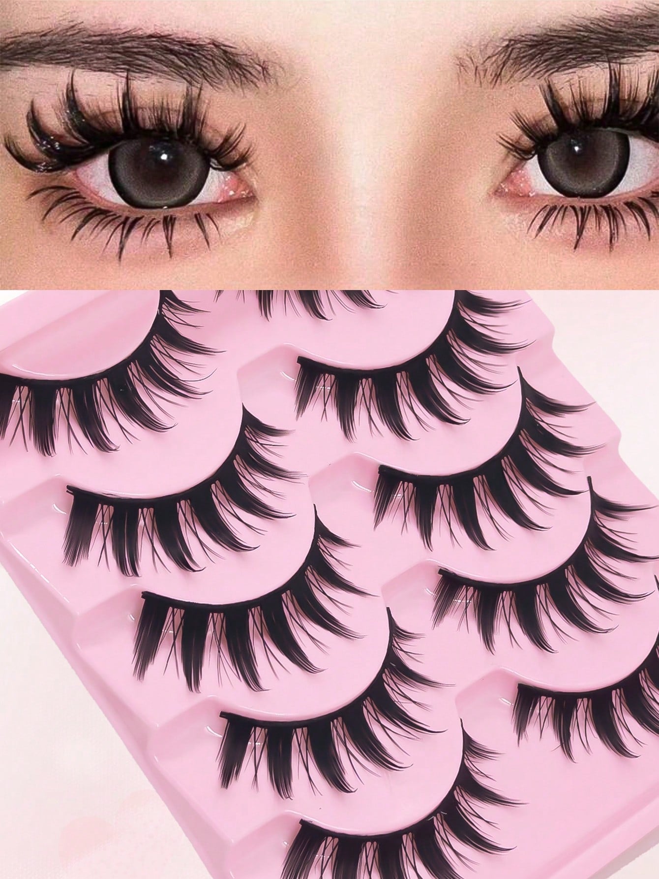 5 Pairs Anime Cat Eye Fluffy Lashes, European Style,Multi-Pair Set, Reusable D Curl, Extra Thick, Professional Makeup For Cosplay And Stage, Dramatic Eye Look, Easy Application For Beginners