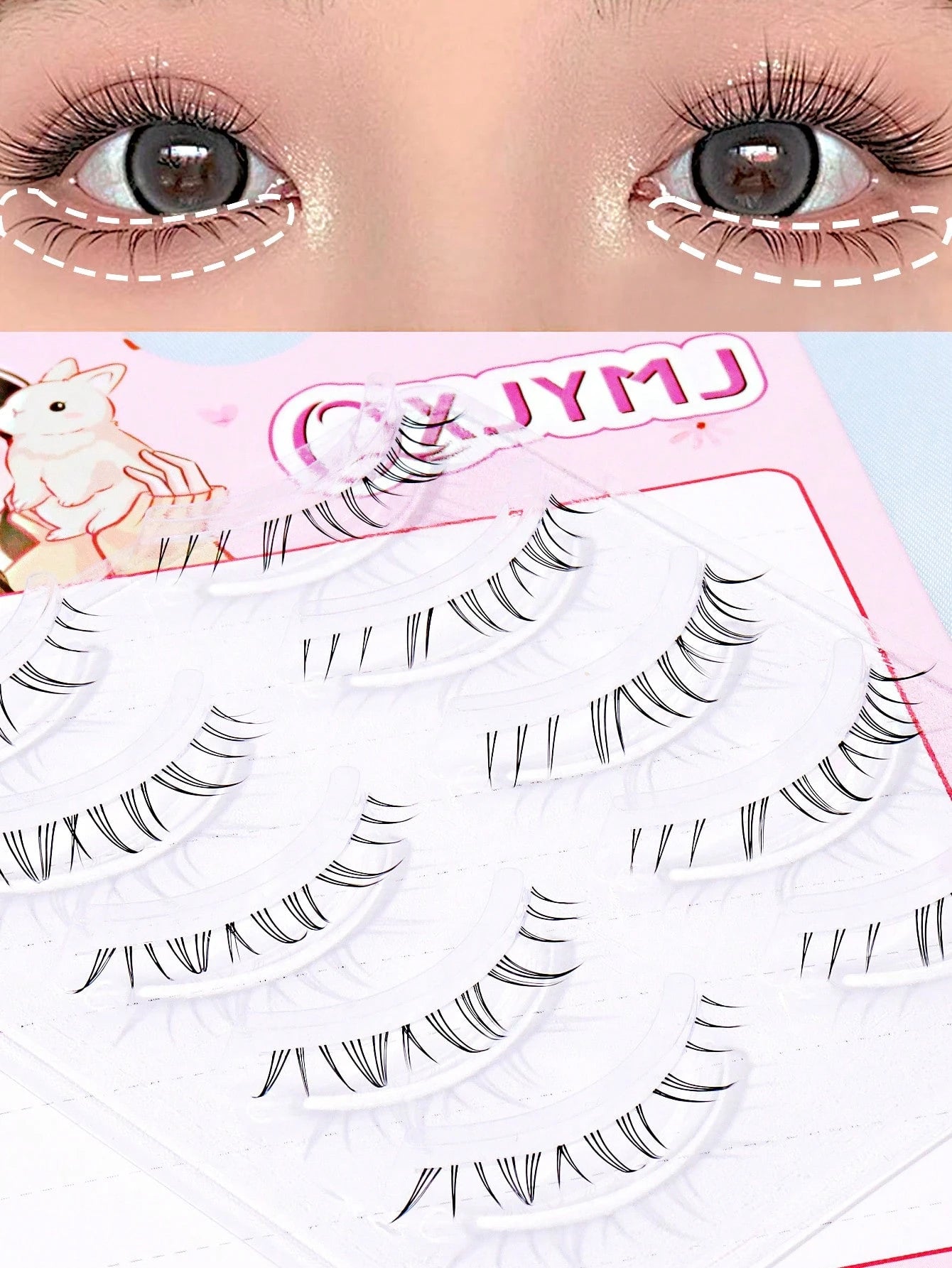 5 Pairs Transparent Stem Natural False Eyelashes, Japanese Anime Style Exaggerated Pointed DIY Cosplay Lower Lashes, Reusable, Suitable For Women And Girls, Comfortable Strip False Eyelashes