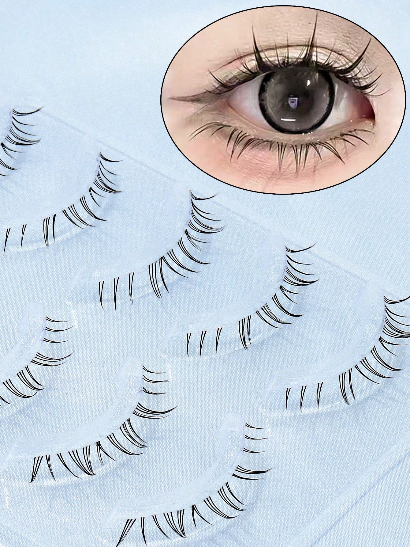 5 Pairs Transparent Stem Natural False Eyelashes, Japanese Anime Style Exaggerated Pointed DIY Cosplay Lower Lashes, Reusable, Suitable For Women And Girls, Comfortable Strip False Eyelashes
