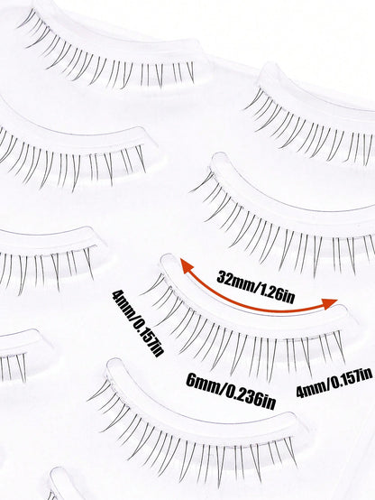 5 Pairs Transparent Stem Natural False Eyelashes, Japanese Anime Style Exaggerated Pointed DIY Cosplay Lower Lashes, Reusable, Suitable For Women And Girls, Comfortable Strip False Eyelashes