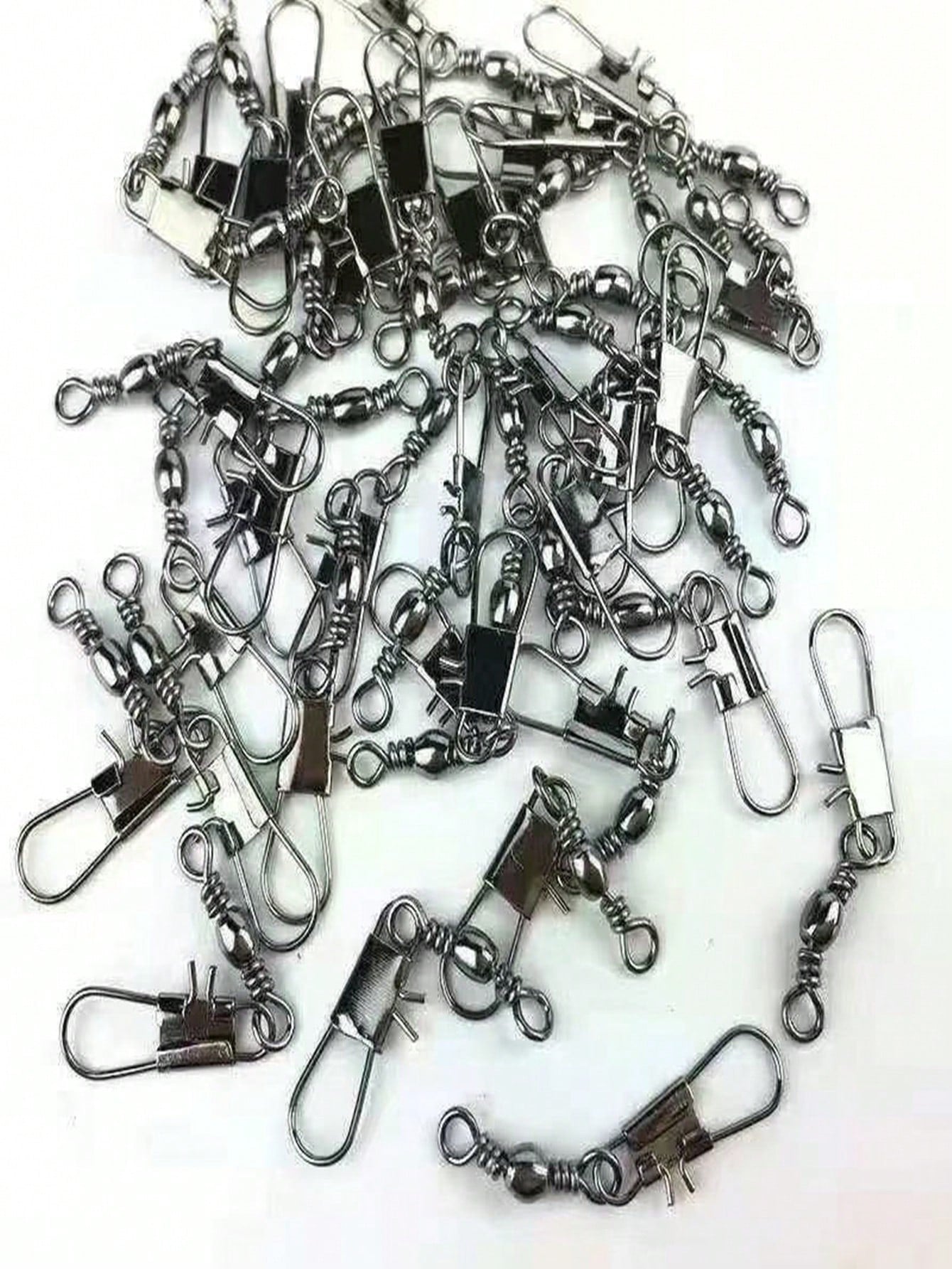 50pcs B-Type Snap Link Connector, Fishing 8-Shaped Barrel Swivel Ring, Lure Spinning Quick Change Swivel For Fishing Rod Accessories