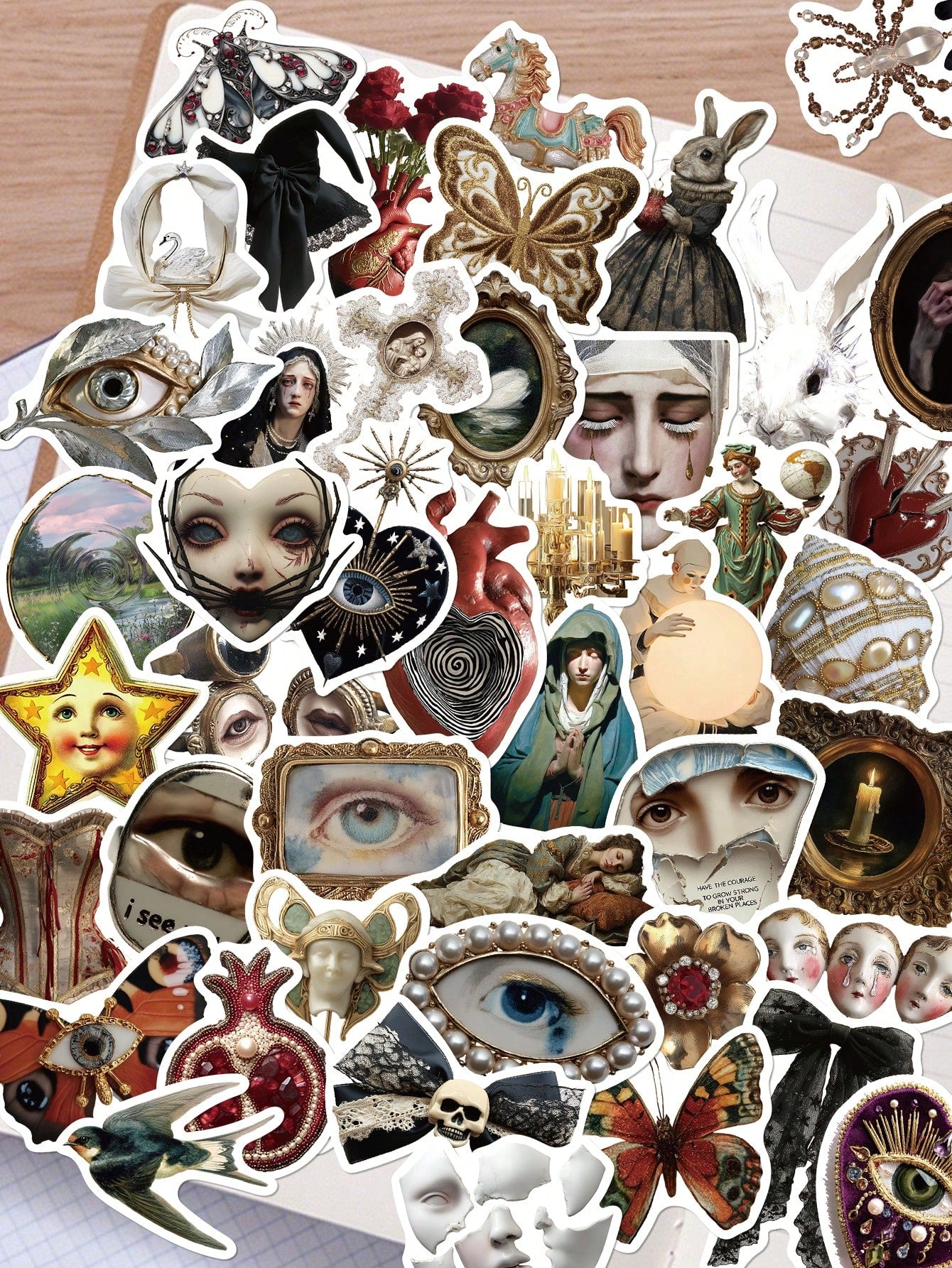 50pcs European Style Quirky Waterproof Stickers For Laptop, Skateboard, Guitar, Desk, Wall, Water Bottle, Refrigerator, Luggage, Scrapbook, DIY Phone Case, Room Decor, Home Decor, Birthday Gift, Holid