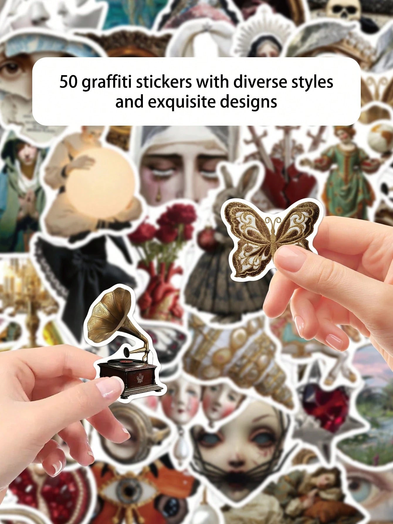 50pcs European Style Quirky Waterproof Stickers For Laptop, Skateboard, Guitar, Desk, Wall, Water Bottle, Refrigerator, Luggage, Scrapbook, DIY Phone Case, Room Decor, Home Decor, Birthday Gift, Holid