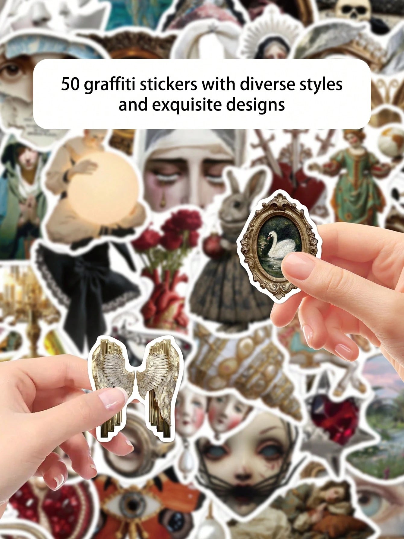 50pcs European Style Quirky Waterproof Stickers For Laptop, Skateboard, Guitar, Desk, Wall, Water Bottle, Refrigerator, Luggage, Scrapbook, DIY Phone Case, Room Decor, Home Decor, Birthday Gift, Holid