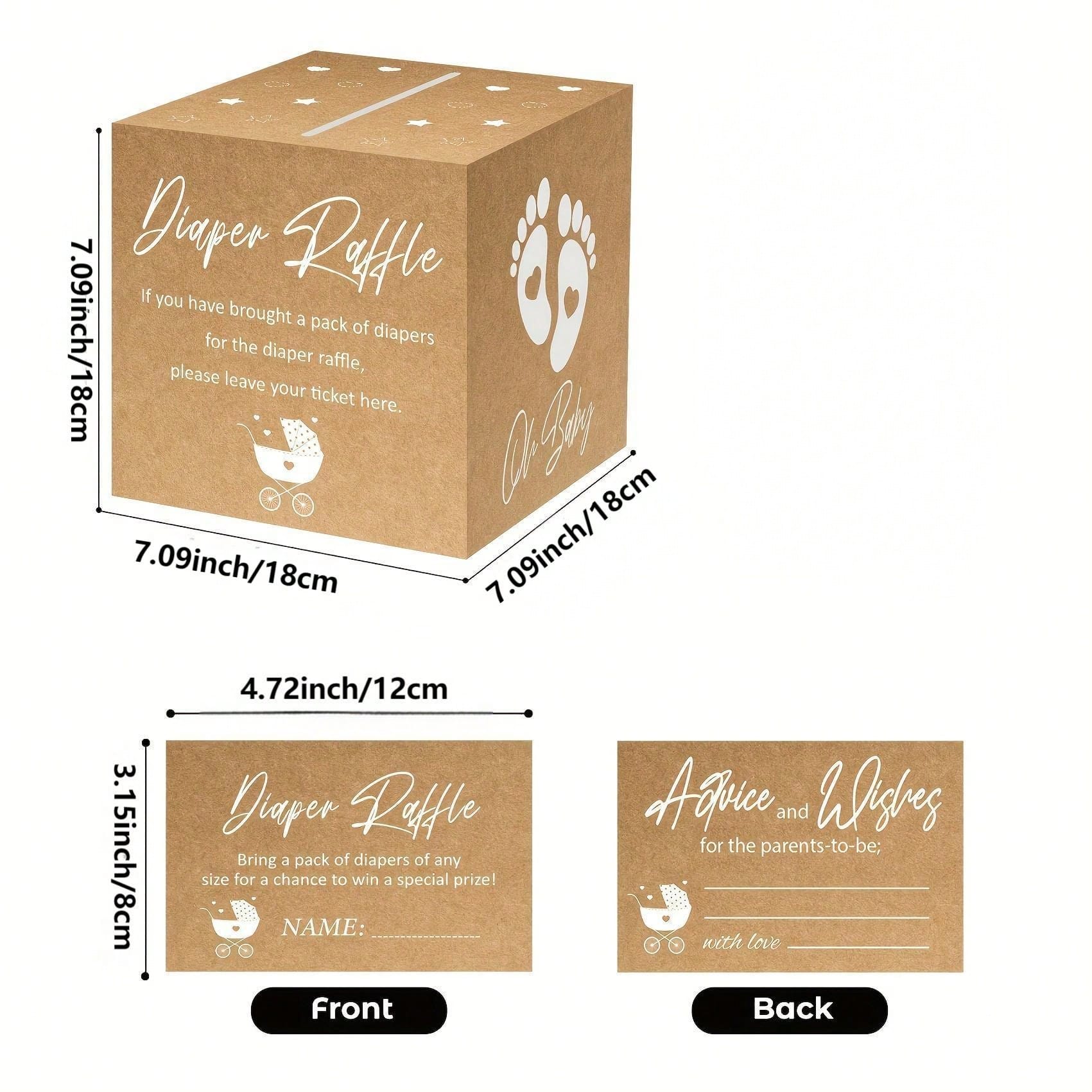 51 Piece Diaper Raffle Ticket Game Set With Decorative Box- 50 Double-Side Printing Fun Baby Shower Game Tickets + 1 Raffle Card Game Box- Great For Gender Reveals- Fun Table Centerpieces And Boy/G