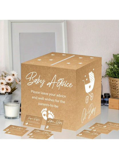 51 Piece Diaper Raffle Ticket Game Set With Decorative Box- 50 Double-Side Printing Fun Baby Shower Game Tickets + 1 Raffle Card Game Box- Great For Gender Reveals- Fun Table Centerpieces And Boy/G