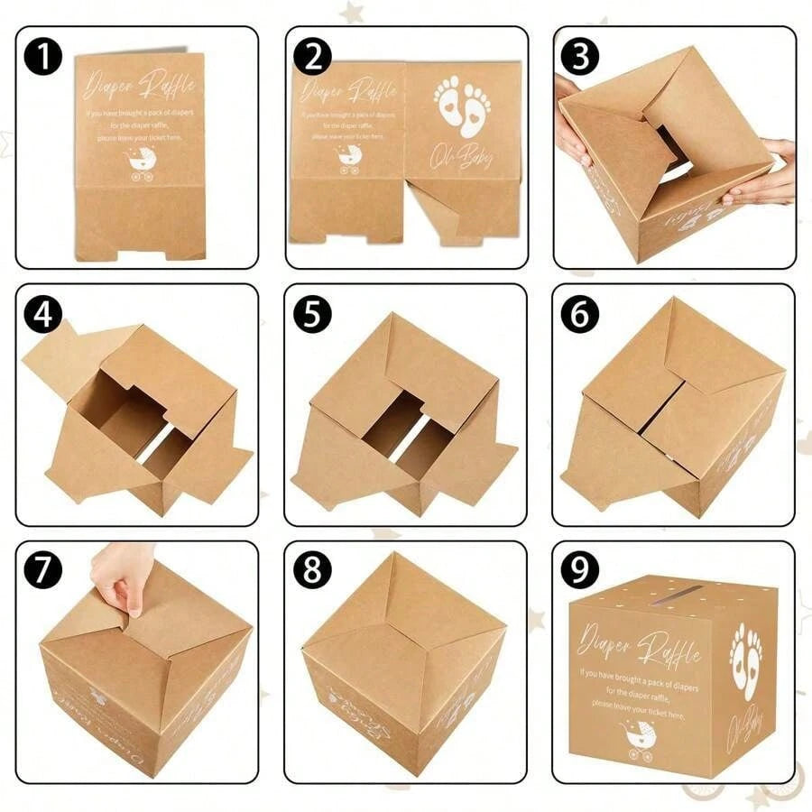 51 Piece Diaper Raffle Ticket Game Set With Decorative Box- 50 Double-Side Printing Fun Baby Shower Game Tickets + 1 Raffle Card Game Box- Great For Gender Reveals- Fun Table Centerpieces And Boy/G