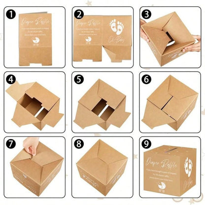 51 Piece Diaper Raffle Ticket Game Set With Decorative Box- 50 Double-Side Printing Fun Baby Shower Game Tickets + 1 Raffle Card Game Box- Great For Gender Reveals- Fun Table Centerpieces And Boy/G