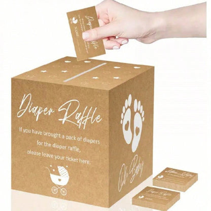 51 Piece Diaper Raffle Ticket Game Set With Decorative Box- 50 Double-Side Printing Fun Baby Shower Game Tickets + 1 Raffle Card Game Box- Great For Gender Reveals- Fun Table Centerpieces And Boy/G
