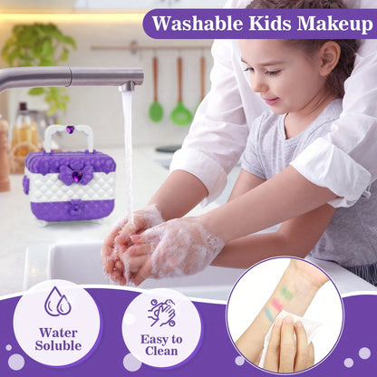 56 PCS Real Washable Kids Makeup Girl Toys, Princess Dress Up Girls Toys, Princess Jewelry Birthday Christmas Gifts For Girls Ages 3 4 5 6 7 8 9 10 12