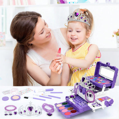 56 PCS Real Washable Kids Makeup Girl Toys, Princess Dress Up Girls Toys, Princess Jewelry Birthday Christmas Gifts For Girls Ages 3 4 5 6 7 8 9 10 12