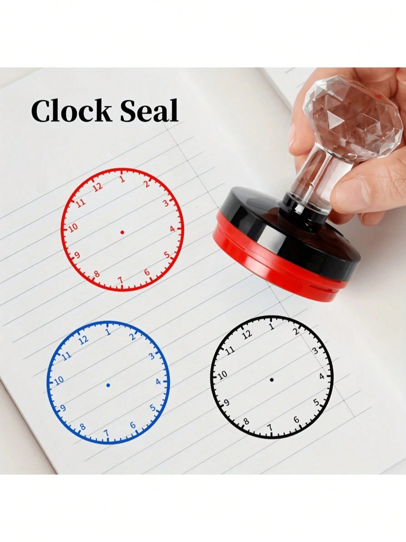 5cm Large Round Clock Stamp- Time Management And Educational Tool, Made Of ABS Material- Ideal Reward Stamp For Students, Portable And Easy To Use- Perfect For Office, Classroom And Home Education