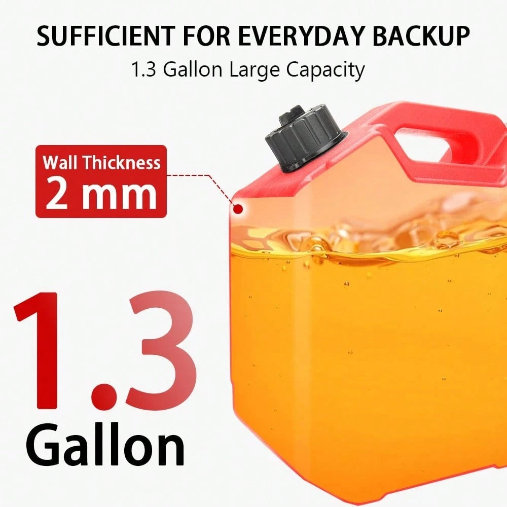5L Gas Fuel Tank, Motorcycle Oil Tank, Medium Size Fluids Storage, Leak Proof Design, With Locking Mounting Upgraded Bracket Mounting 5L/ 1.3 Gallon Fits For Car Motorcycle SUV ATV UTV/U Bolt For 1"