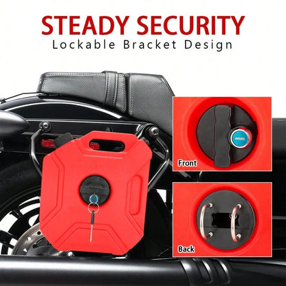 5L Gas Fuel Tank, Motorcycle Oil Tank, Medium Size Fluids Storage, Leak Proof Design, With Locking Mounting Upgraded Bracket Mounting 5L/ 1.3 Gallon Fits For Car Motorcycle SUV ATV UTV/U Bolt For 1"