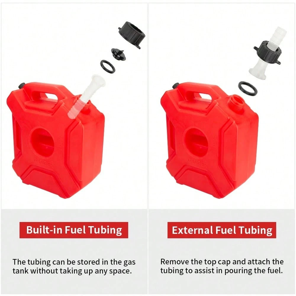 5L Gas Fuel Tank, Motorcycle Oil Tank, Medium Size Fluids Storage, Leak Proof Design, With Locking Mounting Upgraded Bracket Mounting 5L/ 1.3 Gallon Fits For Car Motorcycle SUV ATV UTV/U Bolt For 1"