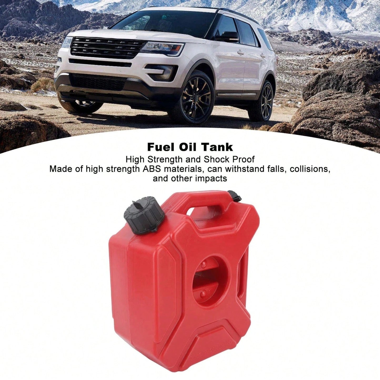 5L Gas Fuel Tank, Motorcycle Oil Tank, Medium Size Fluids Storage, Leak Proof Design, With Locking Mounting Upgraded Bracket Mounting 5L/ 1.3 Gallon Fits For Car Motorcycle SUV ATV UTV/U Bolt For 1"