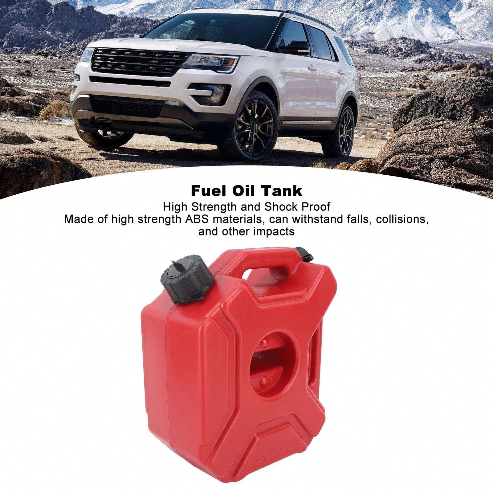 5L Gas Fuel Tank, Motorcycle Oil Tank, Medium Size Fluids Storage, Leak Proof Design, With Locking Mounting Upgraded Bracket Mounting 5L/ 1.3 Gallon Fits For Car Motorcycle SUV ATV UTV/U Bolt For 1"