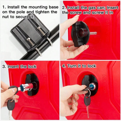 5L Gas Fuel Tank, Motorcycle Oil Tank, Medium Size Fluids Storage, Leak Proof Design, With Locking Mounting Upgraded Bracket Mounting 5L/ 1.3 Gallon Fits For Car Motorcycle SUV ATV UTV/U Bolt For 1"