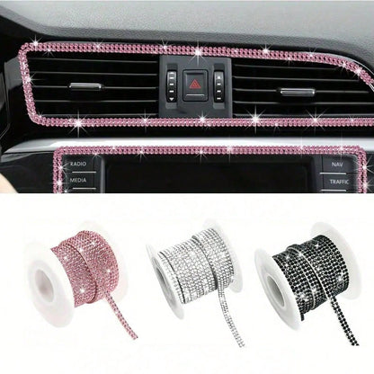 5m/Roll DIY Rhinestone Strip, Suitable For Car Crystal Diamond Decoration, Car Diamond Decoration, Self-Adhesive Diamond Crafts DIY Rhinestone Strip