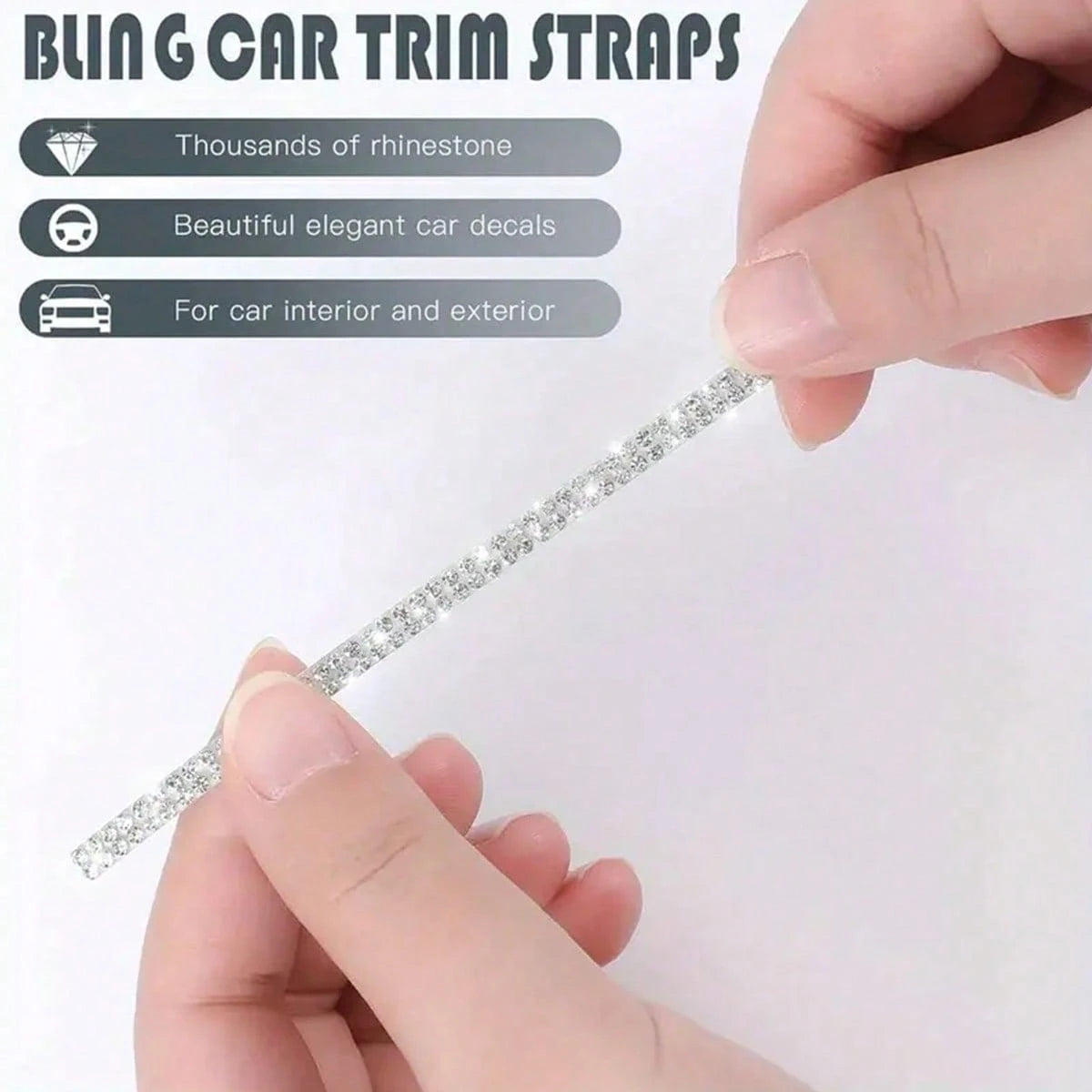 5m/Roll DIY Rhinestone Strip, Suitable For Car Crystal Diamond Decoration, Car Diamond Decoration, Self-Adhesive Diamond Crafts DIY Rhinestone Strip