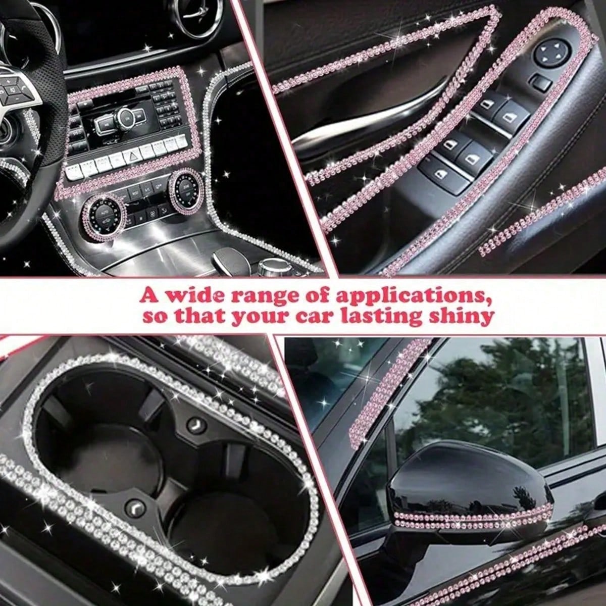 5m/Roll DIY Rhinestone Strip, Suitable For Car Crystal Diamond Decoration, Car Diamond Decoration, Self-Adhesive Diamond Crafts DIY Rhinestone Strip