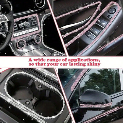 5m/Roll DIY Rhinestone Strip, Suitable For Car Crystal Diamond Decoration, Car Diamond Decoration, Self-Adhesive Diamond Crafts DIY Rhinestone Strip