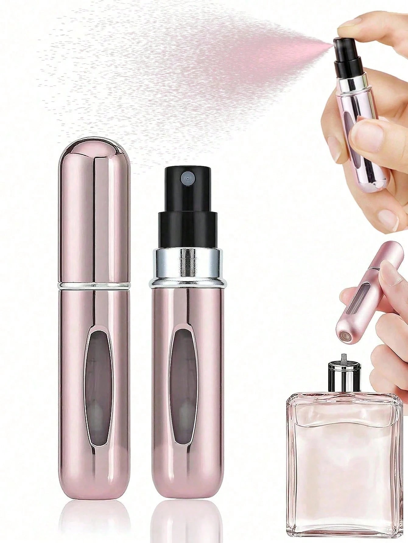 5ml Refillable Perfume Bottle, Refillable Perfume Spray Bottle, Travel Perfume Atomizer, Mini Portable Empty Liquid Container, Travel Essentials, Beach Travel Storage Bag, Summer Holiday Back To Schoo