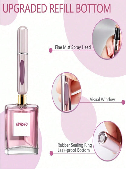 5ml Refillable Perfume Bottle, Refillable Perfume Spray Bottle, Travel Perfume Atomizer, Mini Portable Empty Liquid Container, Travel Essentials, Beach Travel Storage Bag, Summer Holiday Back To Schoo