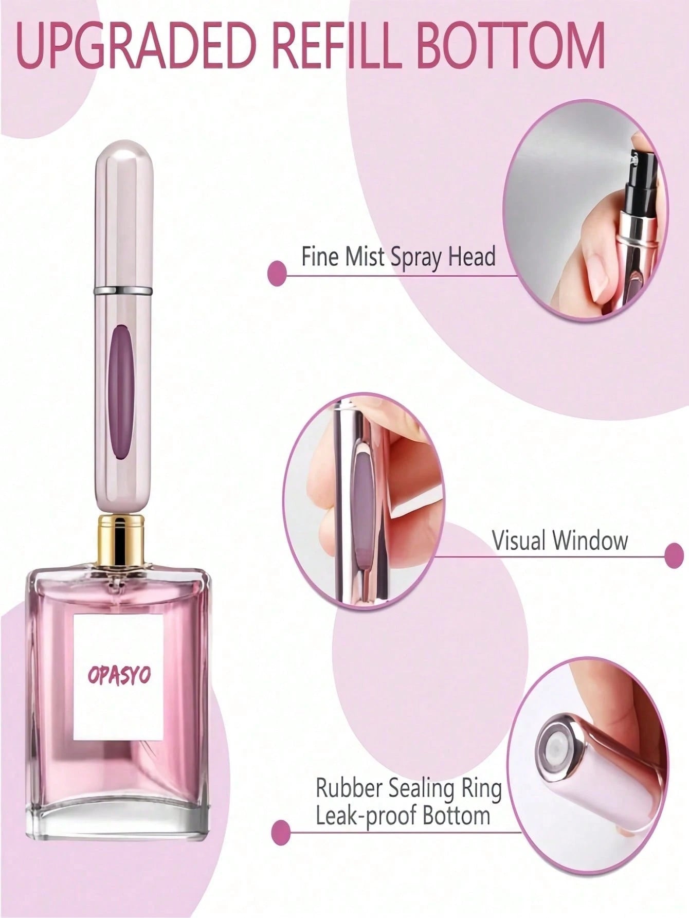 5ml Refillable Perfume Bottle, Refillable Perfume Spray Bottle, Travel Perfume Atomizer, Mini Portable Empty Liquid Container, Travel Essentials, Beach Travel Storage Bag, Summer Holiday Back To Schoo