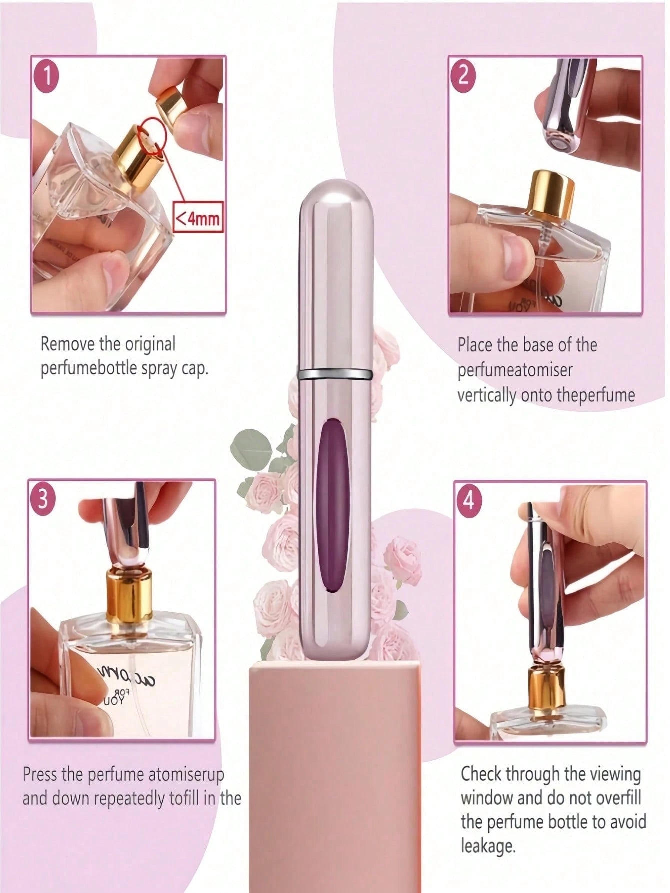 5ml Refillable Perfume Bottle, Refillable Perfume Spray Bottle, Travel Perfume Atomizer, Mini Portable Empty Liquid Container, Travel Essentials, Beach Travel Storage Bag, Summer Holiday Back To Schoo