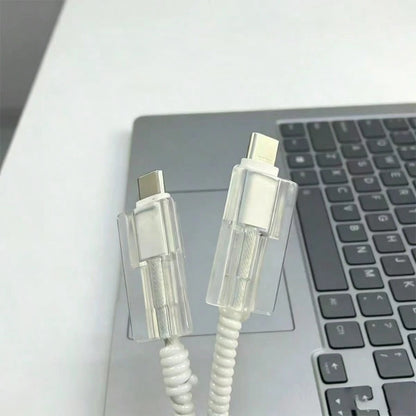 5pcs/4pcs/2pcs Minimalist Transparent Data Cable Protector Set, Solid Color All-Match Digital Accessories Compatible With Multiple Scenarios, Compatible With Apple 18W/20W Fast Charging, Minimalist Ve
