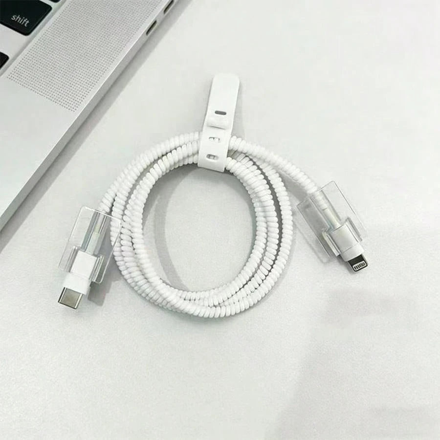 5pcs/4pcs/2pcs Minimalist Transparent Data Cable Protector Set, Solid Color All-Match Digital Accessories Compatible With Multiple Scenarios, Compatible With Apple 18W/20W Fast Charging, Minimalist Ve