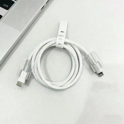 5pcs/4pcs/2pcs Minimalist Transparent Data Cable Protector Set, Solid Color All-Match Digital Accessories Compatible With Multiple Scenarios, Compatible With Apple 18W/20W Fast Charging, Minimalist Ve