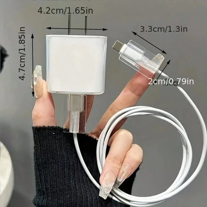 5pcs/4pcs/2pcs Minimalist Transparent Data Cable Protector Set, Solid Color All-Match Digital Accessories Compatible With Multiple Scenarios, Compatible With Apple 18W/20W Fast Charging, Minimalist Ve