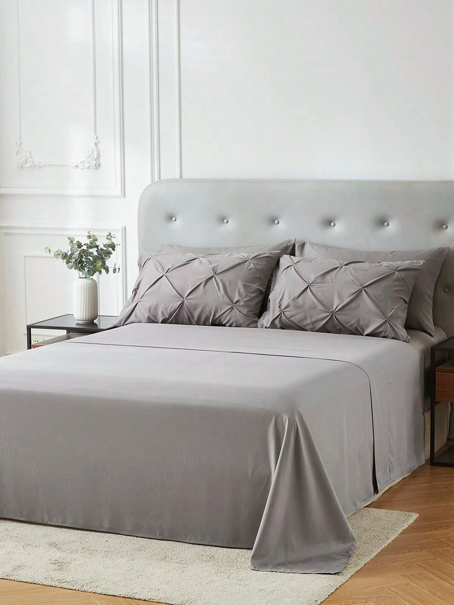 5Pcs/7-Pcs Queen Pinched Pleat Bed Comforter Sets Queen- Luxurious, Soft, Breathable, And Cooling Summer Bedding For All Seasons With Sheets, Pinched Pleat Design, And Bed-In-A-Bag- Easy Care, Mac