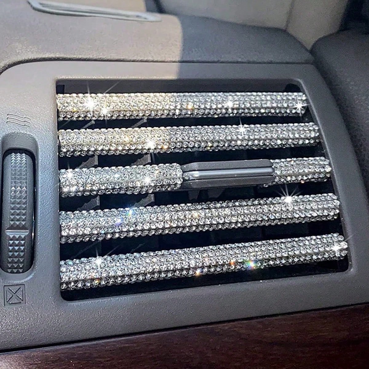 5pcs Car Air Vent Decorative Strips With Diamond Crystal Rhinestones