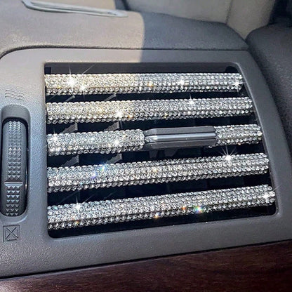 5pcs Car Air Vent Decorative Strips With Diamond Crystal Rhinestones