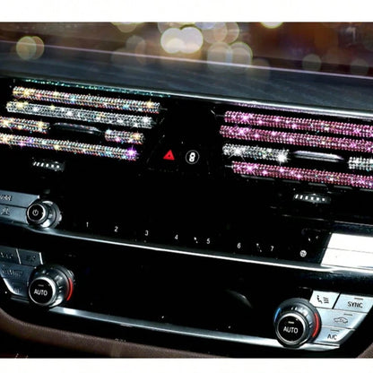 5pcs Car Air Vent Decorative Strips With Diamond Crystal Rhinestones