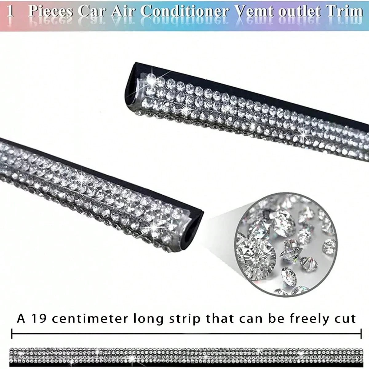 5pcs Car Air Vent Decorative Strips With Diamond Crystal Rhinestones