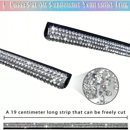 5pcs Car Air Vent Decorative Strips With Diamond Crystal Rhinestones