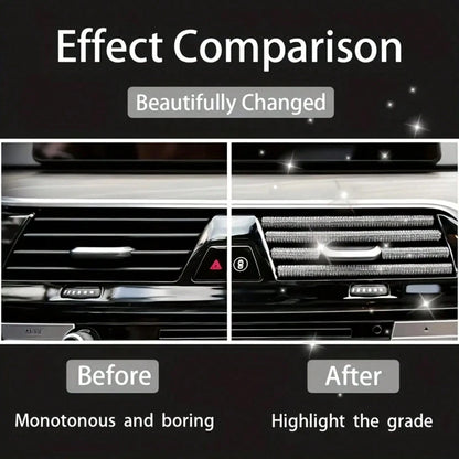 5pcs Car Air Vent Decorative Strips With Diamond Crystal Rhinestones