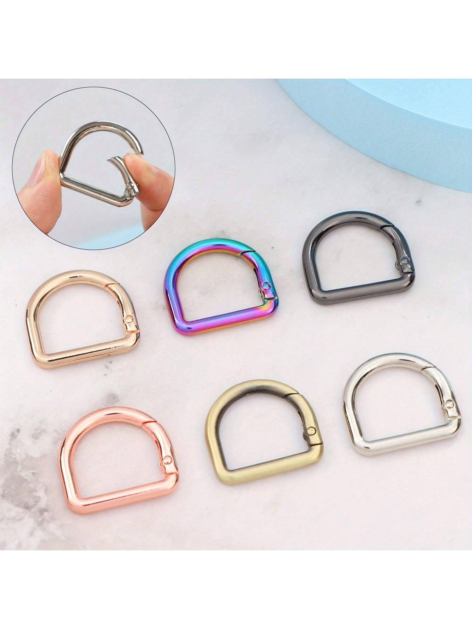 5pcs D-Ring Spring Snap Clips Connectors, Suitable For Belts, Backpacks, Handbags, Wallets, Keychains, Carabiners