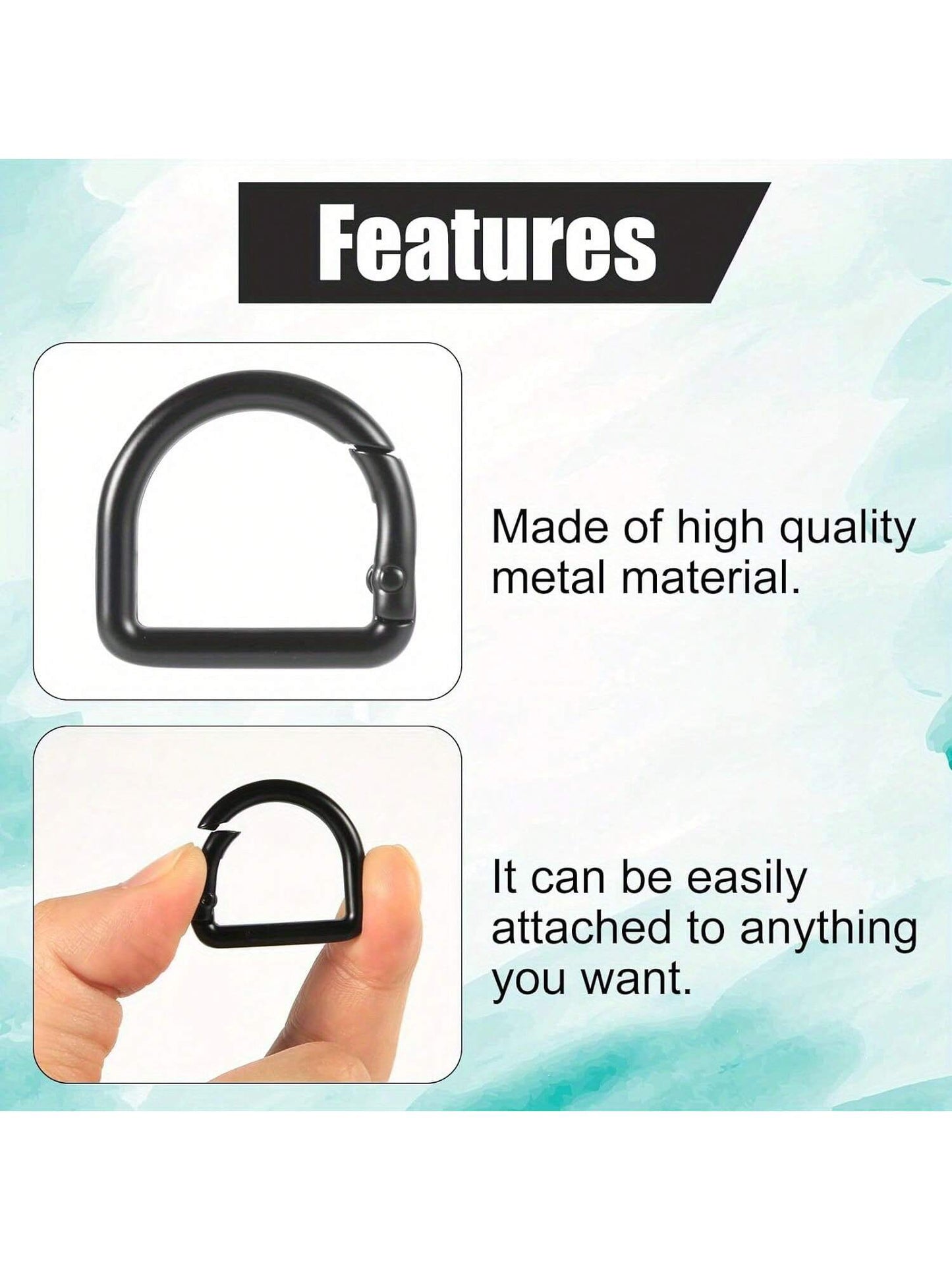 5pcs D-Ring Spring Snap Clips Connectors, Suitable For Belts, Backpacks, Handbags, Wallets, Keychains, Carabiners